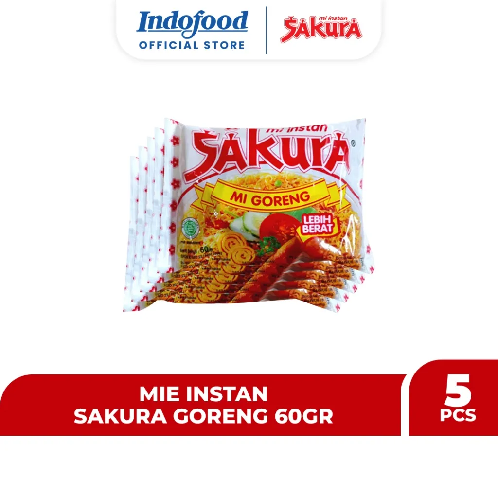 5 PCS - Mie Instan Sakura Goreng 60 Gr