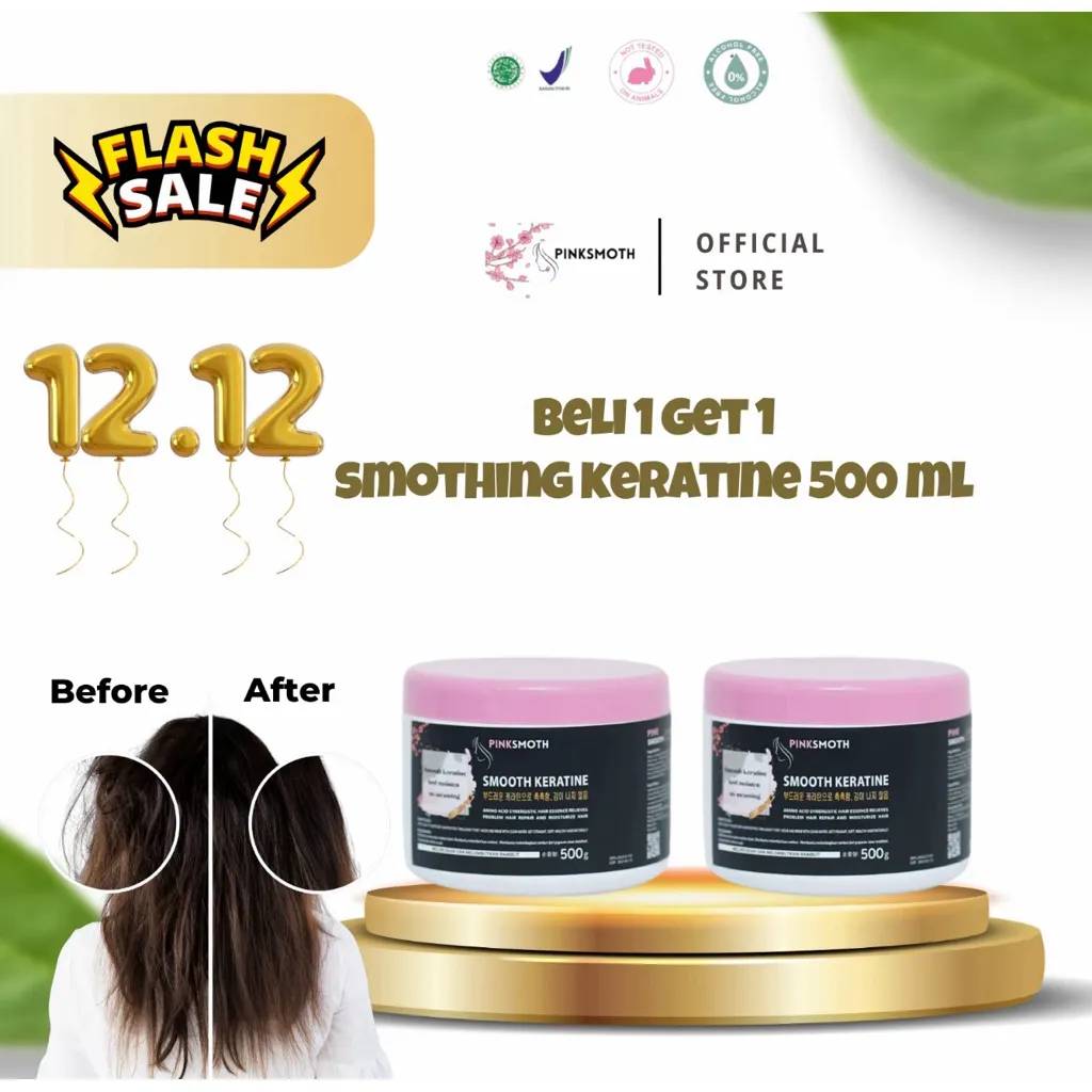 [BPOM] DAPAT 2 PCS PinkSmoth Smooth Keratin 500gr – Hair Mask Smoothing Rambut Rusak, Anti Kusut Mengembang, Beli 1 Gratis 1