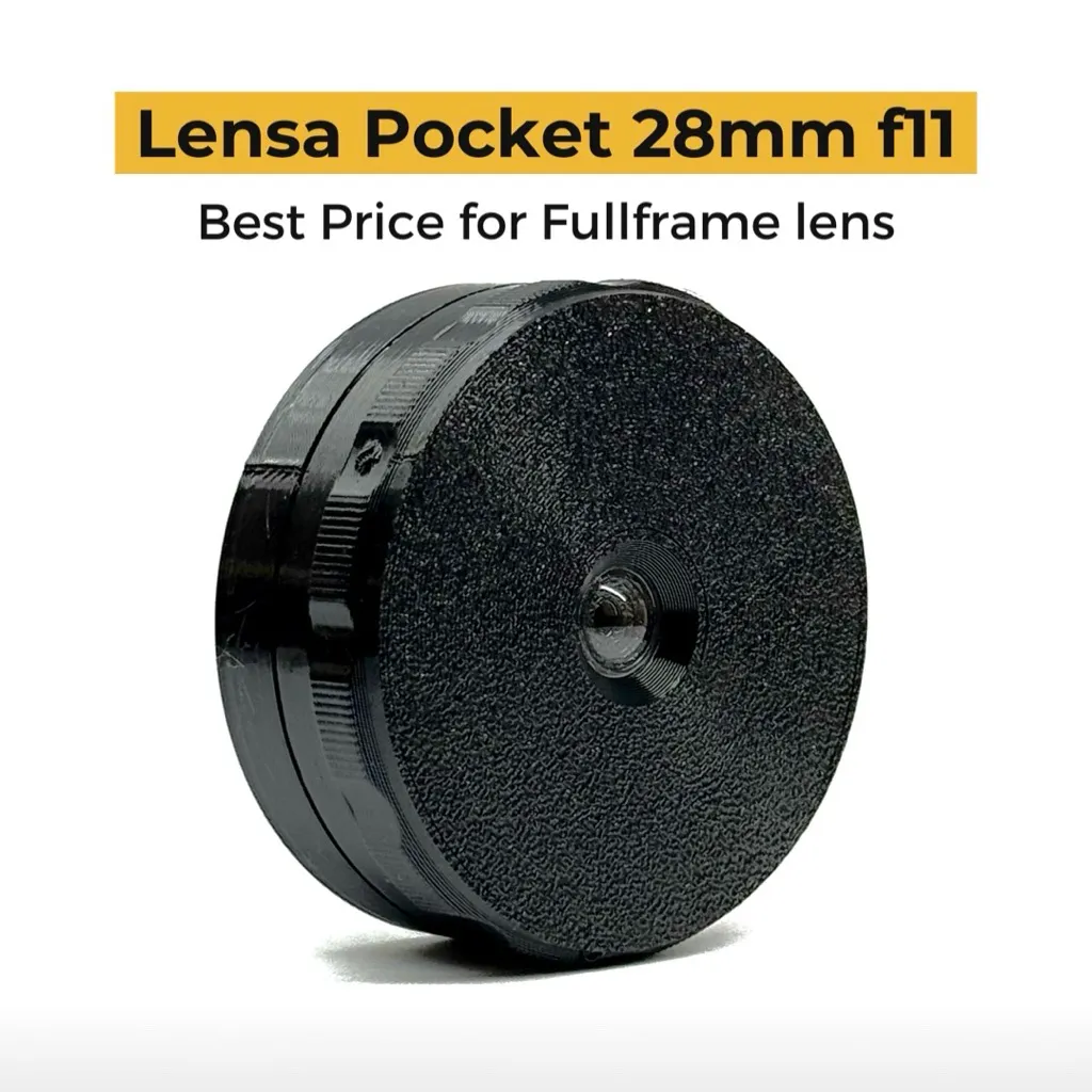 Lensa Pocket 28mm f11 | Disposable lens Dispolens Pocketdispo sony, fuji, MFT, EOS R, EOS M, FUJI