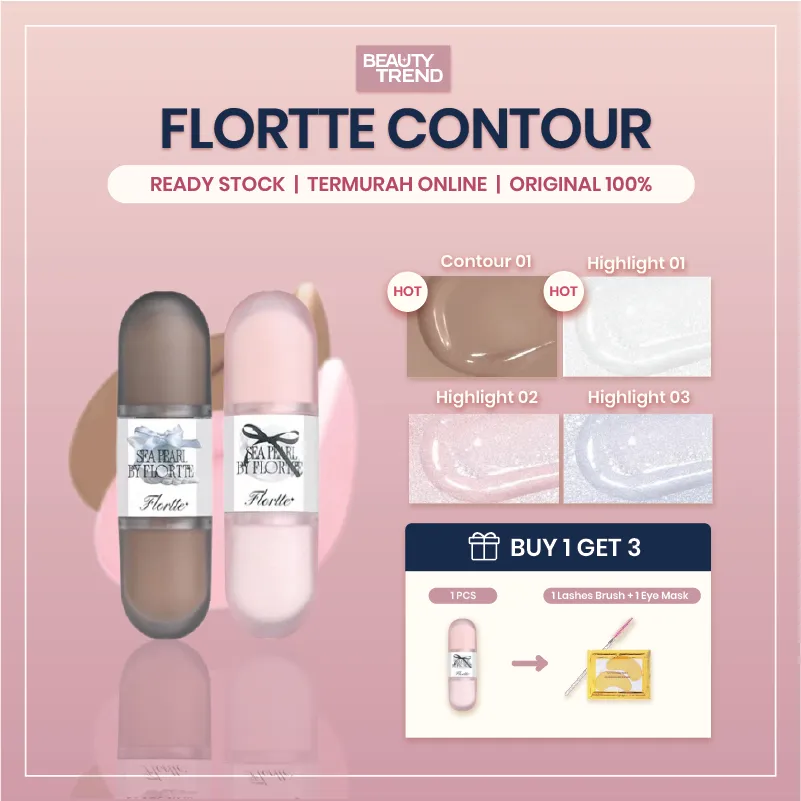 [READY ORI] Flortte Contour Highlighter Liquid Sea Pearl Bronzer Kontur Wajah Pigmented Mudah Dibaur