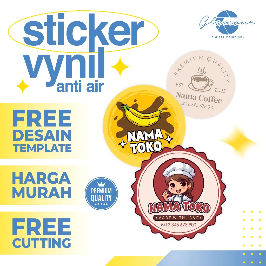 Stiker Label Waterproof Anti Air Custom Kemasan Makanan Botol Minuman Toples Kue Frozen Food