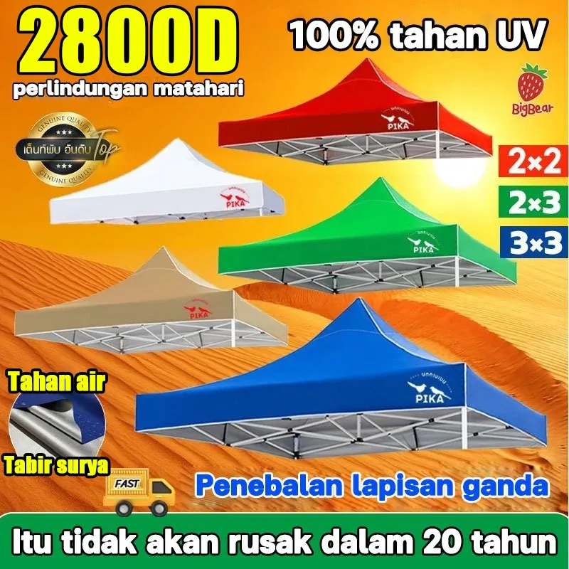 Penebalan lapisan ganda Tenda Lipat  Tenda Gazebo 2x2/2.5x2.5/2x3/3x3/3x4.5/3x6 Terpal Tenda Atap tenda jualan Tenda  2100D Lipat kain tenda Anti Panas Kain Oxford Terpal Anti Panas Tenda Bazar Outdoor