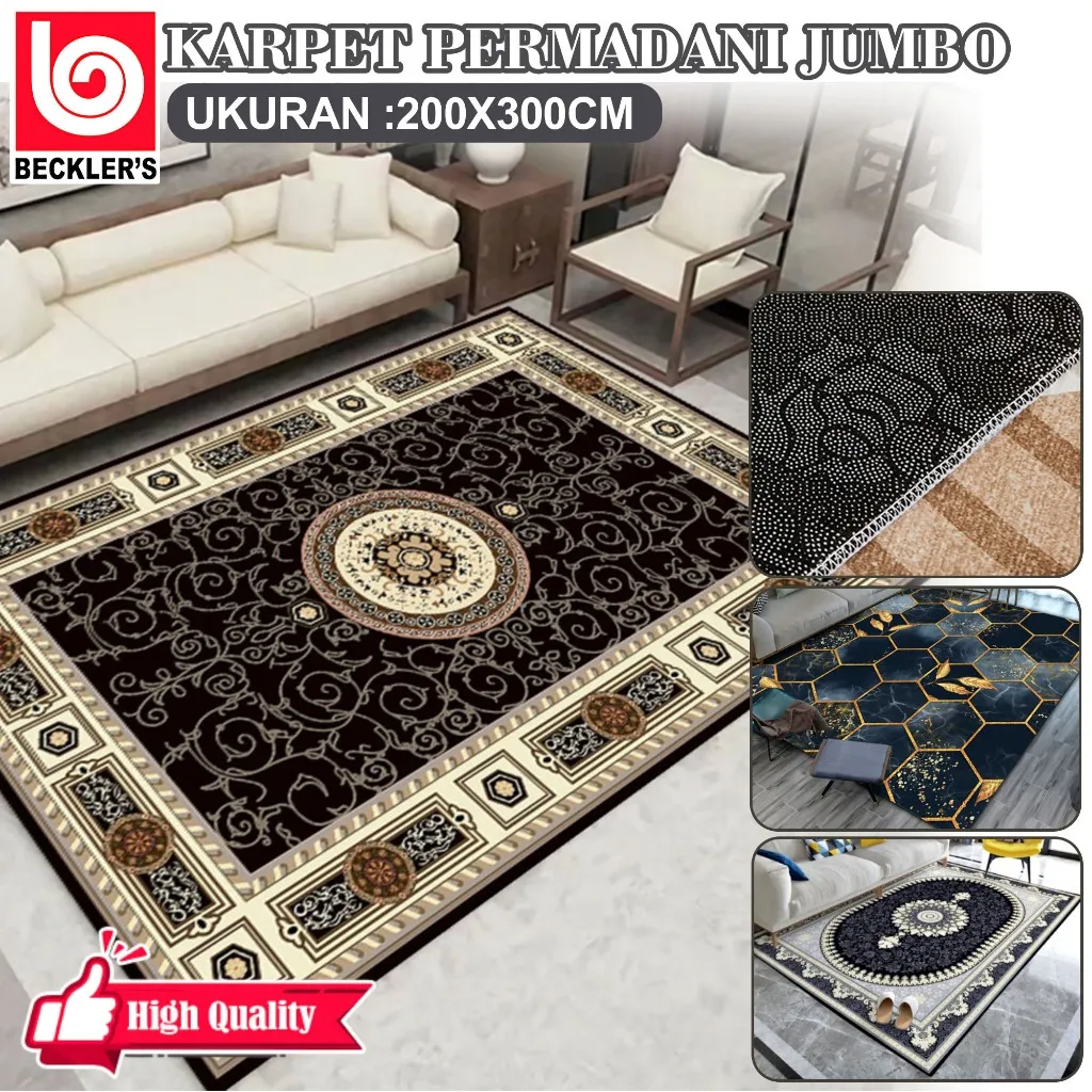 (Beckler's) LOKAL Karpet Lantai Ukuran 200x300CM Permadani Eropa PREMIUM Bahan Polyester Anti Slip