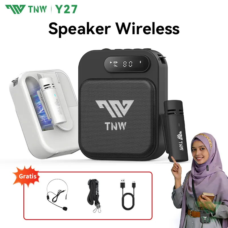 TNW Y27 Speaker Pinggang Pengeras Suara Portable Mini Bluethooth Dengan Microphone Clip On Wireless Mic Waistband Megaphone Untuk Guru Dosen Mengajar Instruktur Tour Guide