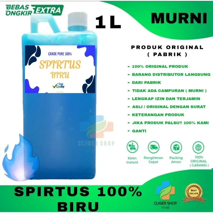 SPIRTUS MURNI 100% / BAHAN BUNSEN / SPIRITUS 1 LITER