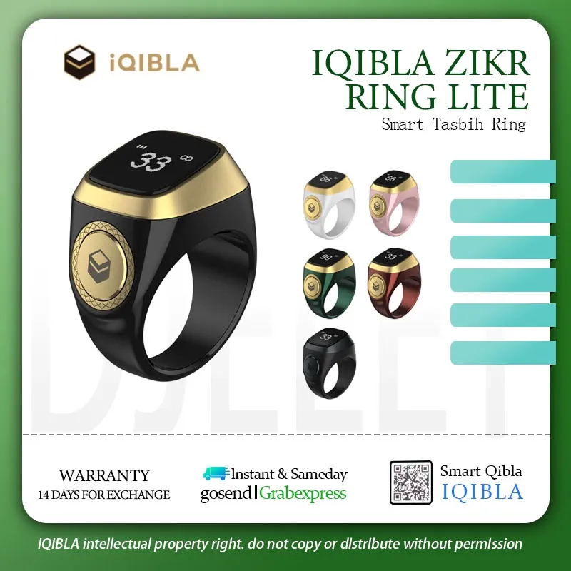 READY STOCK MY!Iqibla Smart Tasbih Tally Counter Ring for Muslims Zikr1 Ring Digital Tasbeeh 5 Praye