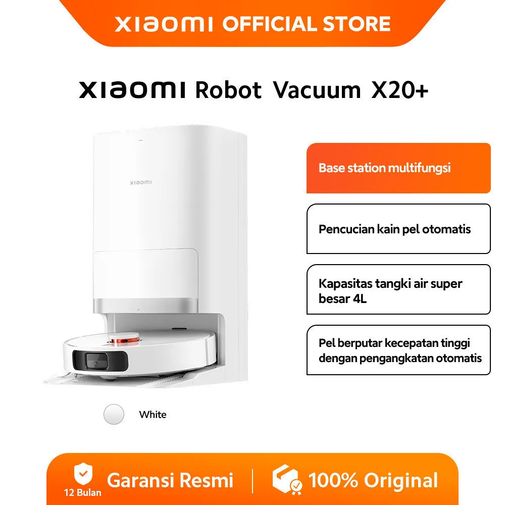 Xiaomi Robot Vacuum X20+ | Daya Sedot 6.000 Pa | Tangki Air 4L |Base Station Multifungsi [Official Store]