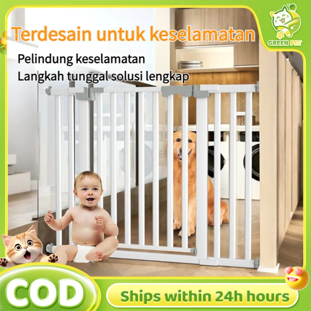 PAPAPET Safety Gate Pintu Pagar Pengaman Pembatas Bayi Anak Tangga Kamar Mandi  Anjing Pagar Pintu Greenpet