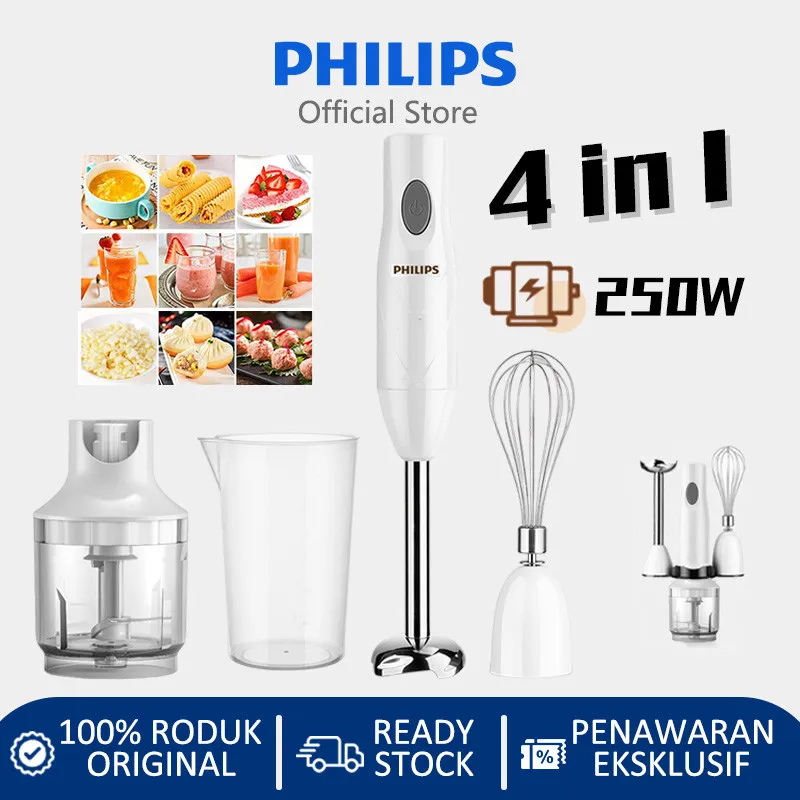 Philips Hand Blender 4 In 1 Multifungsi Blender Tangan Portable 250W Bowl Pengocok Kue