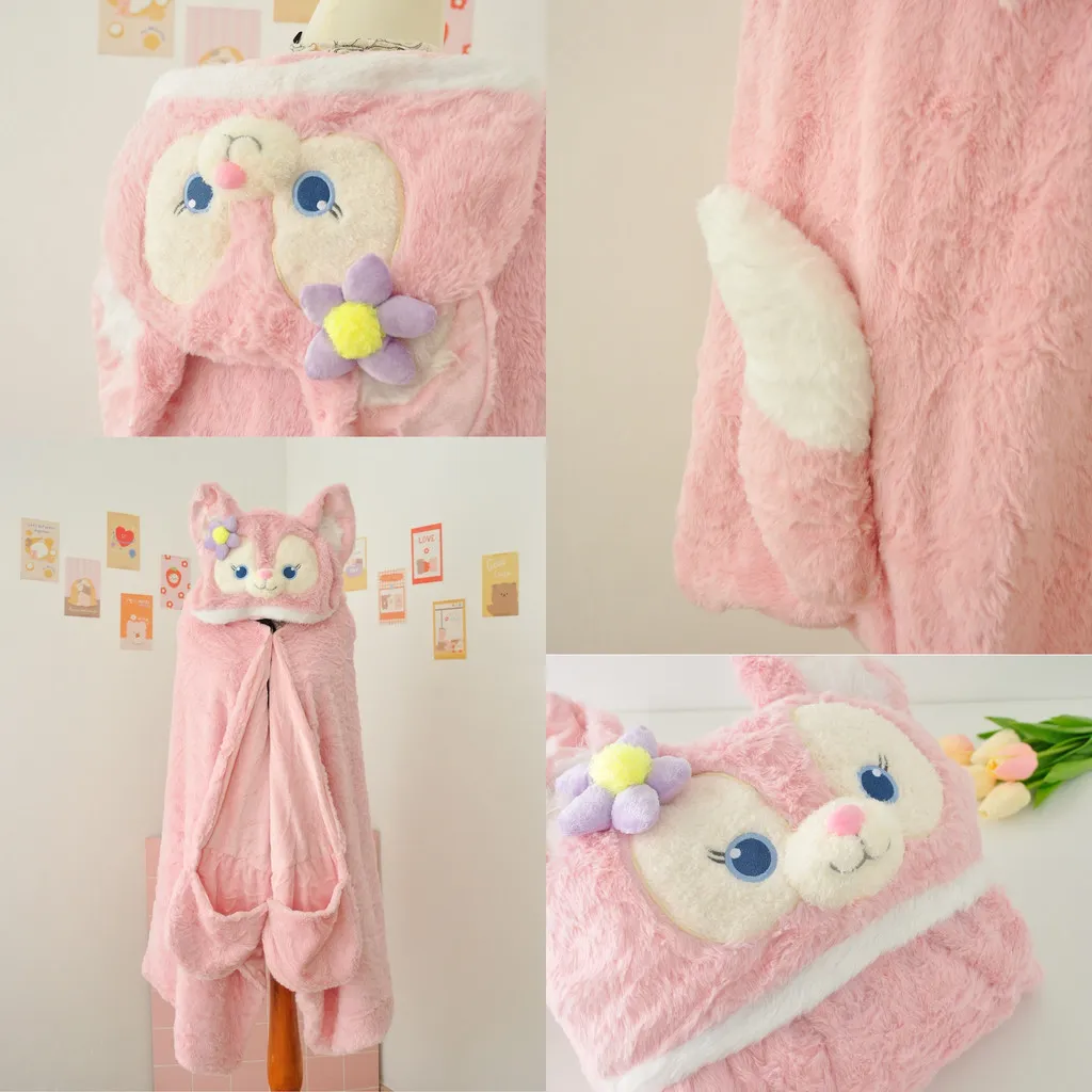 BALMUTLUCU | Selimut Hoodie Karakter LinaBell Ada Sarung Tangan | Jubah Selimut Anak Dewasa Lucu