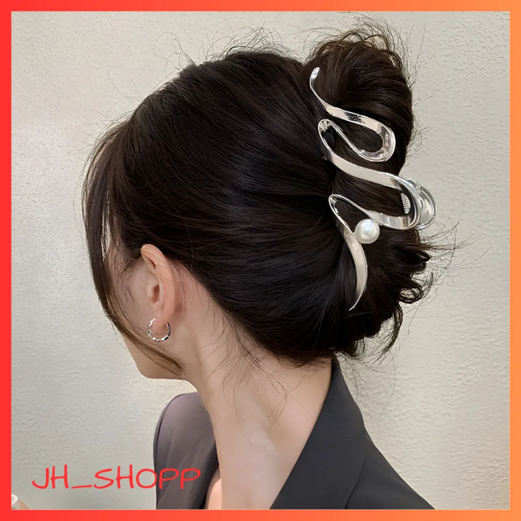 JH Jepit rambut korea korean pita logam jaw clip hair pin aksesoris rambut wanita extension bentuk hiu bahan metal jedai jumbo jepitan rambut anak perempuan kekinian