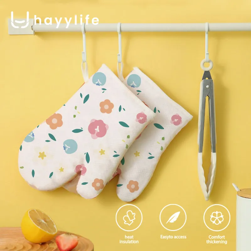 Hayylife Sarung Tangan Anti Panas Dengan Pola Bunga Untuk Oven Anti Selip HL-ABA888