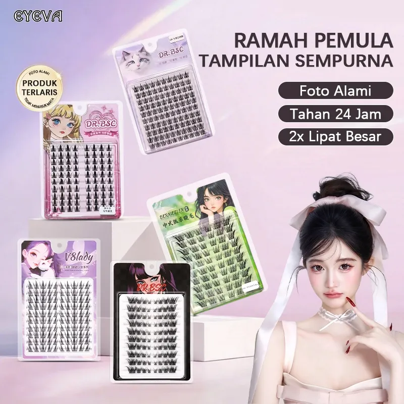 EYEVA  Bulu Mata Palsu  | Eyelash Extention | Eye Make Up | Set Rias Mata Lengkap |Lem, Penjepit, Penjepit Bulu Mata