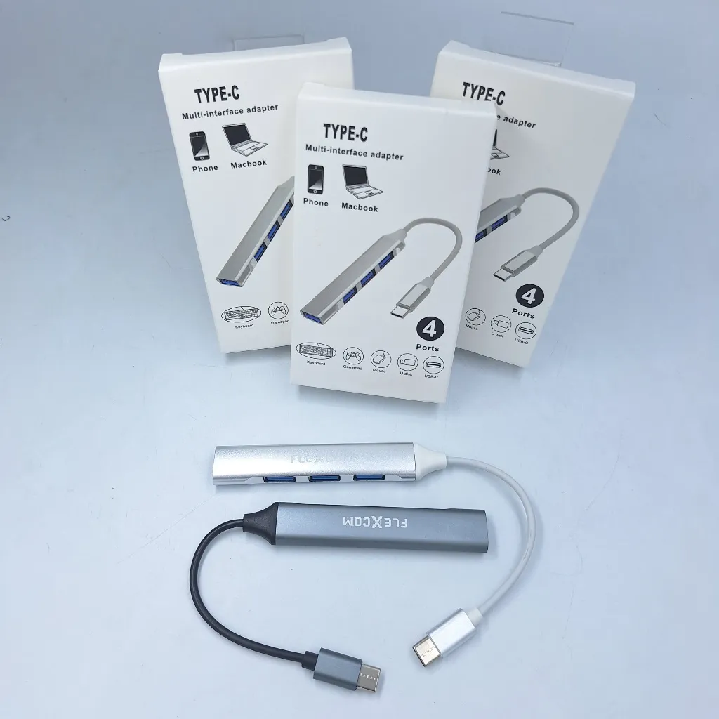 FLEXCOM USB Hub Type C 4-in-1 OR USB 3.0 High Speed 5Gbps Portable Computer Accessories