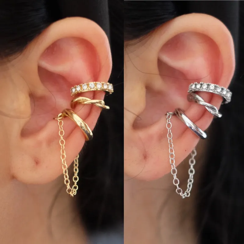 Ark.co - MANHATTAN set chain earrings earcuff anting cepit klip minimalis
