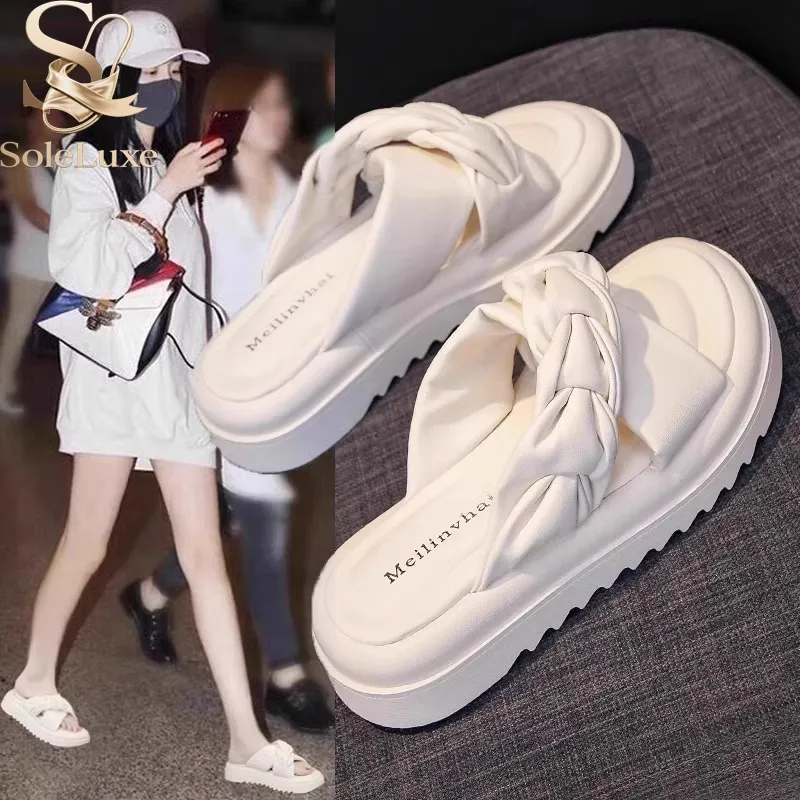 SoleLuxe Sandal Wanita Flat Korea Tali Silang Anti Slip Flat Shoes Sendal Cewek Nyaman Empuk