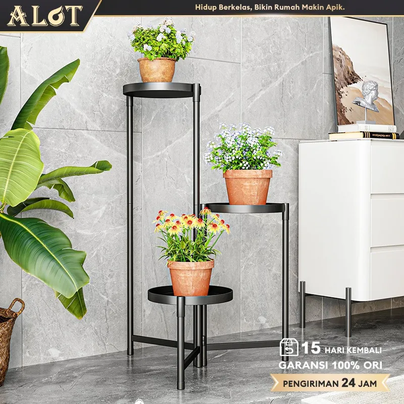 ALOT - 4 in 1 Rak Bunga Rak Rot Bunga Rak Tanaman Rak Hiasan Rumah Standing Pot Platter Gantungan Tanaman 4 Susun