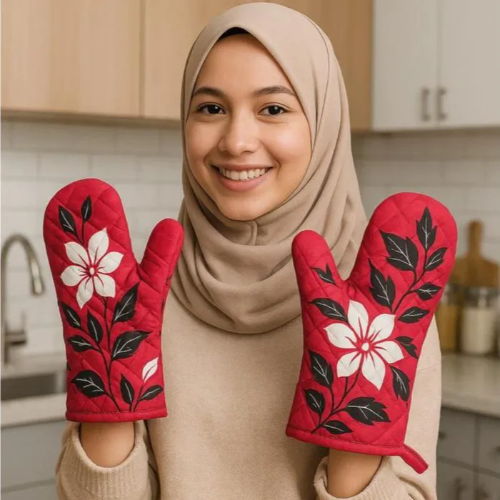 sarung tangan masak anti panas 1 pasang (kiri dan kanan)/sarung tangan oven tebal