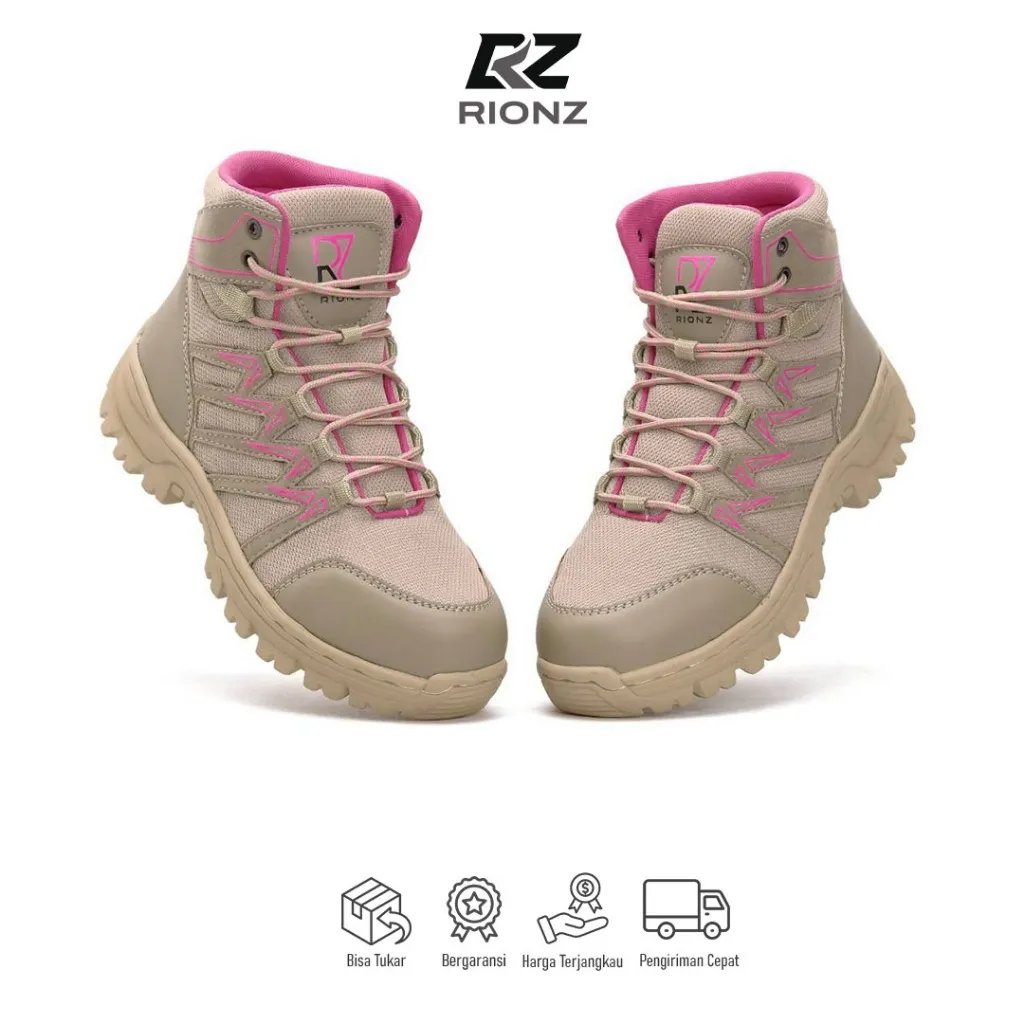 Rionz Tosin Women Sepatu Hiking Wanita Boots Gunung Cewek Tracking Outdoor Touring Cream