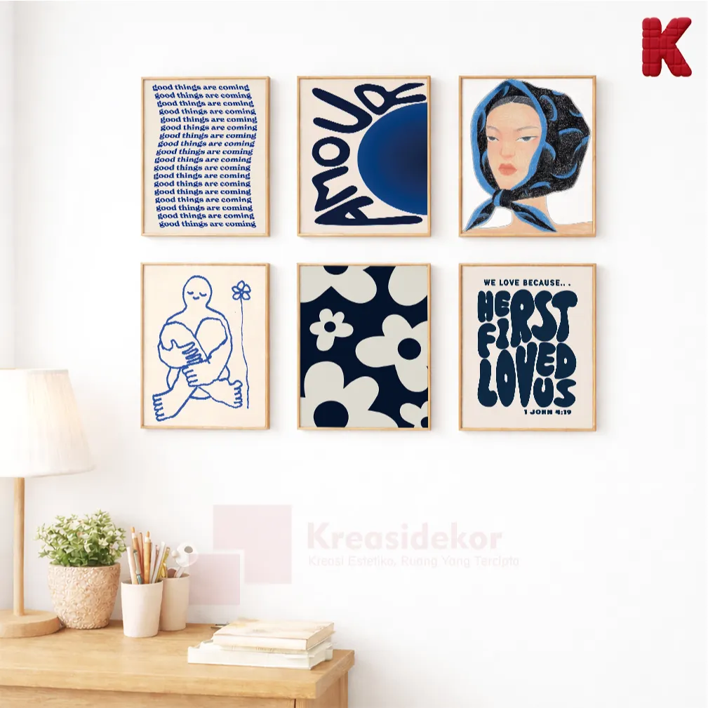 Kreasidekor Hiasan Dinding Aesthetic Set Bingkai Foto Minimalis Cocok untuk Kamar & Ruang Tamu