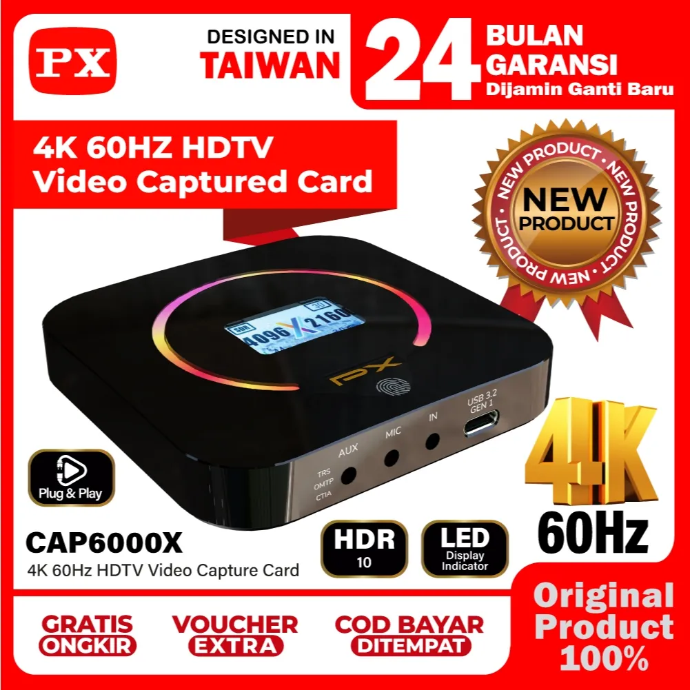 HDMI Video Capture Card 4K 60Hz HDTV Record Streaming Game Live HDR VRR OBS PX CAP6000X