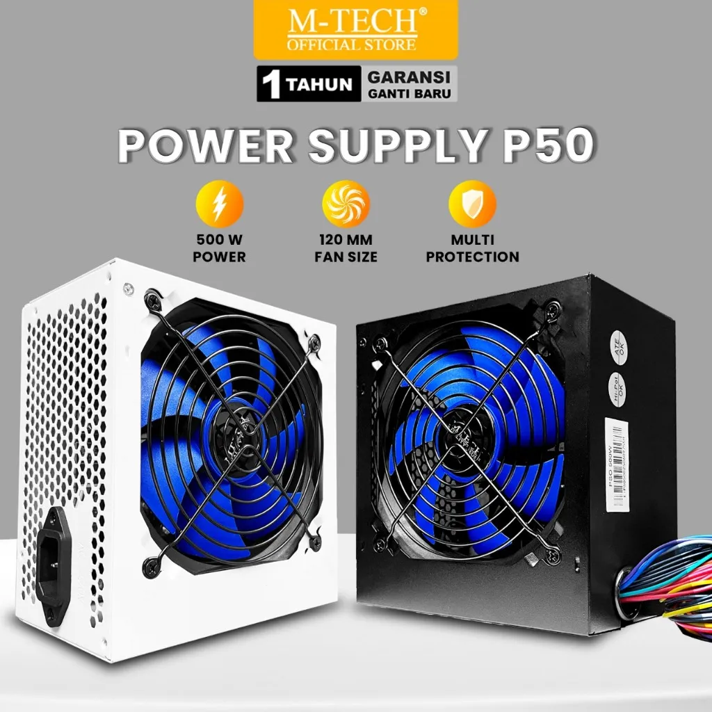 MTECH Power Supply 500watt PSU 500W Komputer Fan 12cm Original