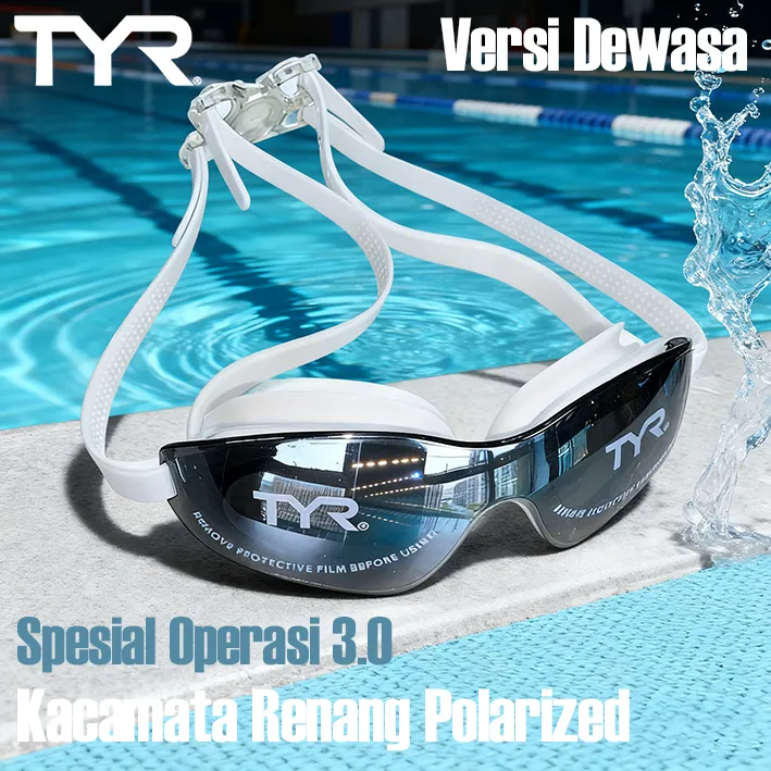 TYR Kacamata Renang Dewasa - Seri Spesial Operasi 3.0 Lensa Polarized Olahraga Ekstrem Iron Triangle