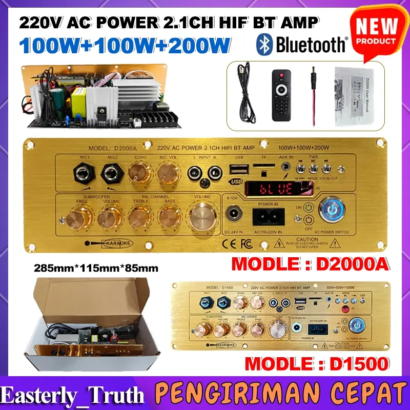 D2000A Amplifier Board Audio Bluetooth -compatible 5.0 And 2.1 Channel USB FM Subwoofer Karaoke Amplifiers Speaker Full Bass Power Audio DIY Speaker Woofer Radio Player Subwoofer