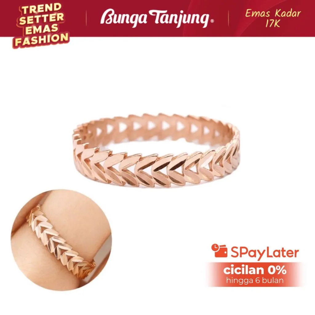 CINCIN WILLOW LEAF DAUN SUPER RINGAN - EMAS 17K - BUNGA TANJUNG GOLD
