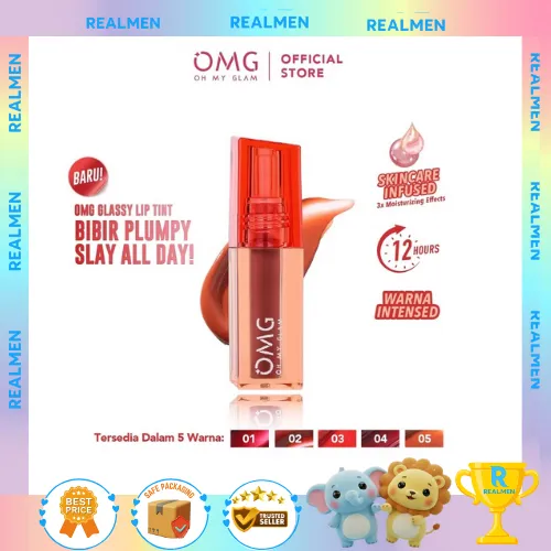 OMG OH MY GLAM Glassy Lip Tint 2g - Lip Tint Warna Intense Tahan 12 Jam