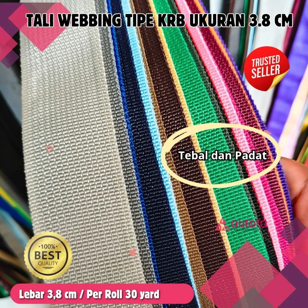 TALI WEBBING BISBAN MERK KRB 3,8 CM PER ROLL