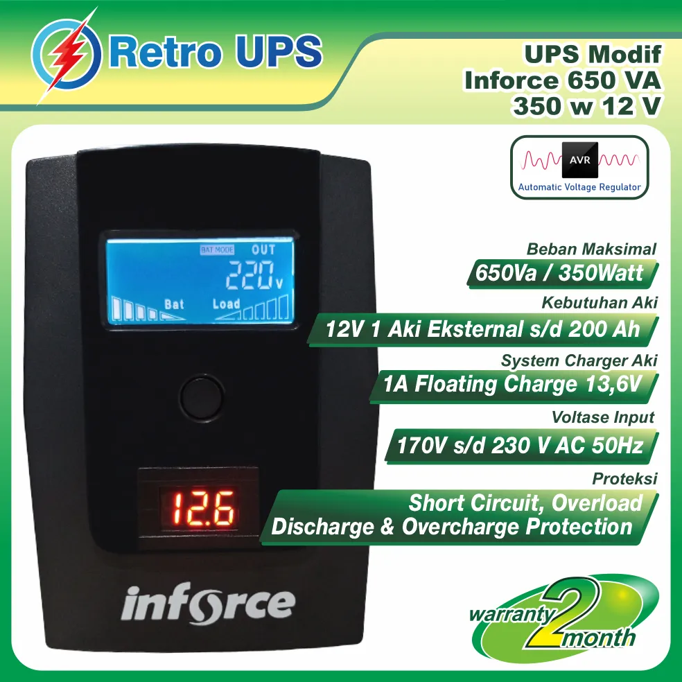 PROMO UPS Modif Modifikasi Eksternal Aki 12V Inforce 650VA BARU