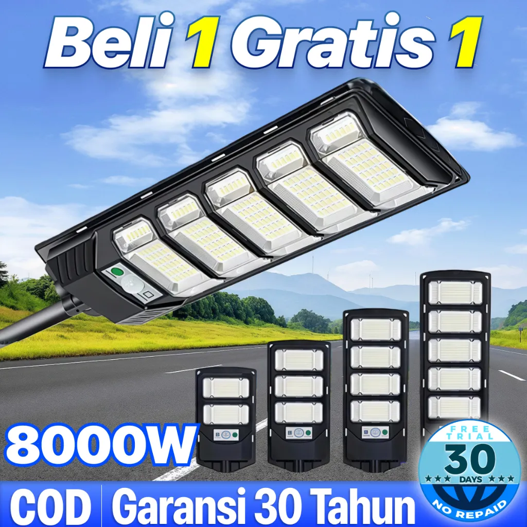 [Garansi 30 tahun] Lampu Jalan Tenaga Surya LED 2500W tenaga matahari IP67 tahan air luar ruangan 0 Biaya listrik Lampu Jalan Sensor smart sensor Tahan Panas dan Tahan Dingin kendali jarak jauh