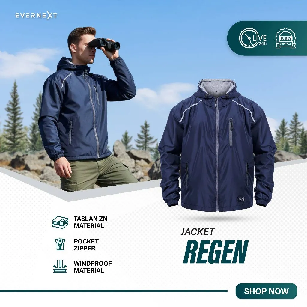 Evernext - Jaket Cowok Parasut Pria Jaket Hoodie Pria Jaket Motor Regen Jacket Outdoor Distro