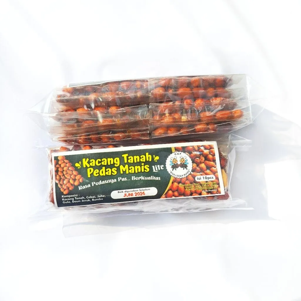 [Kemasan Lite] - 1 Pack Kacang Tanah Pedas Manis Cap Dua Lebah Madu Isi 10 pcs