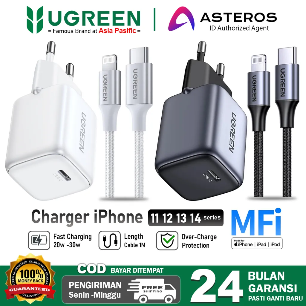 UGREEN Charger For iPhone XR 11 12 13 14 MFI PD Type C To Lightning Fast Charging 20w GAN