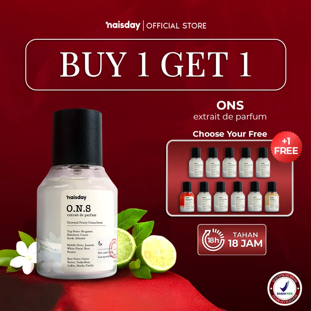 [BUY 1 GET 1] NAISDAY Extrait de Perfume O.N.S – Parfum Unisex Extra Long Lasting Minyak Wangi Citrus Almond Tahan Lama Segar Fresh Cocok Untuk Pria Wanita 30ml