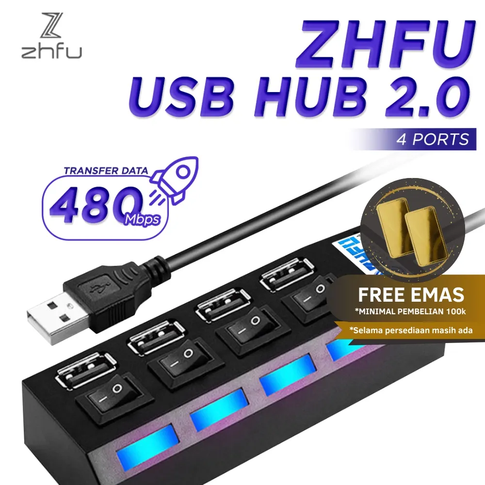 Zhfu Usb Hub 4 Slot Fast Speed
