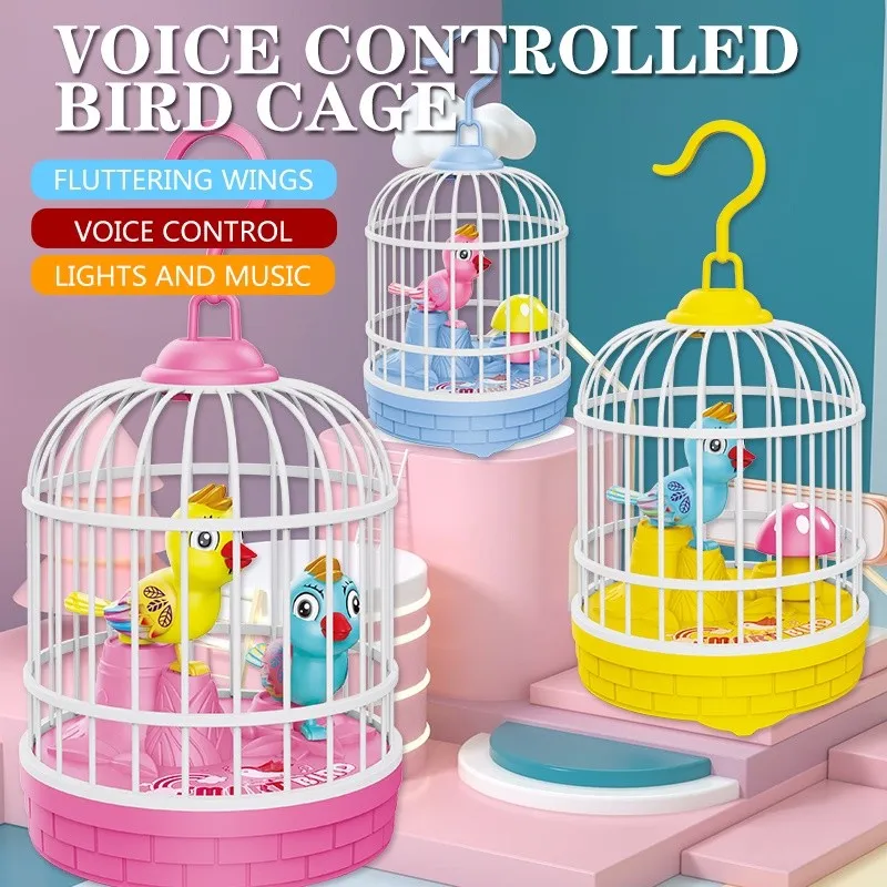 REDFIRE TOYS MAINAN KANDANG SANGKAR BURUNG SENSOR SUARA KICAU LAMPU BIRD CAGE