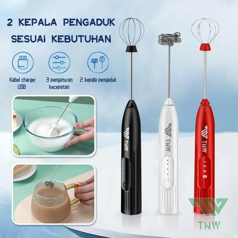 TNW KE5 Blender Genggam Listrik Pengocok Mini Hand Mixer Alat Kocok Telur Rumah Tangga Daya Pembuih Susu Pengocok Susu Memanggang Kecil USB Rechargeable