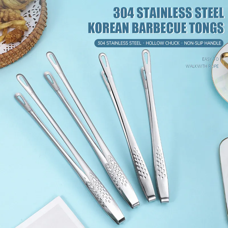 TJepit Makanan Daging Korean BBQ Steak Clip 24.5/28 cm / Klip Pemanggang Stainless Steel Klip Makanan Tahan Panas Klip Anti Selip Multifungsi