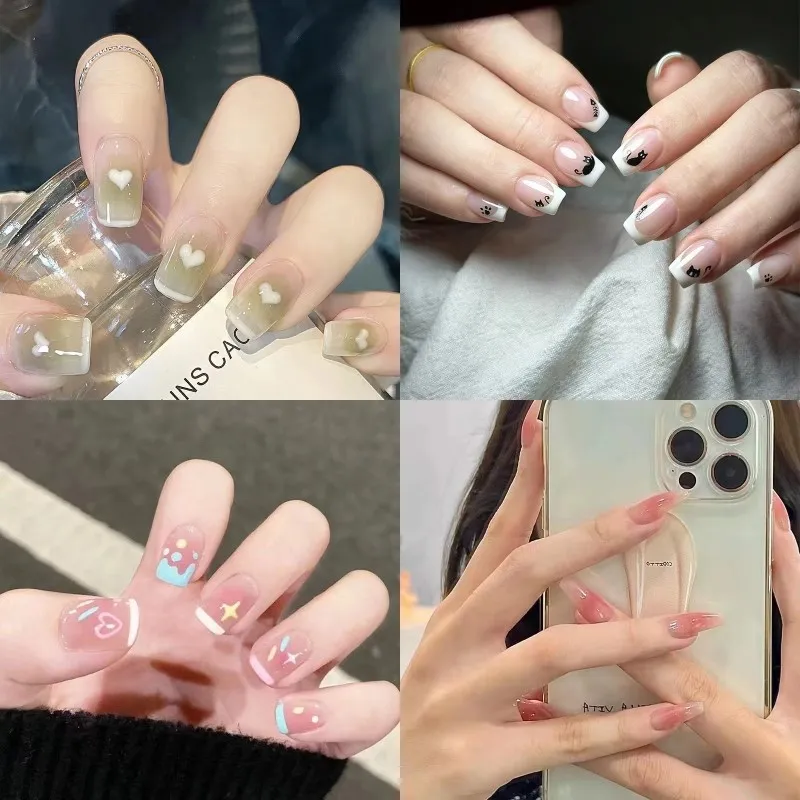 24pcs kuku palsu nail art + lem kuku palsu wisuda Aesthetic Murah Import tanpa box