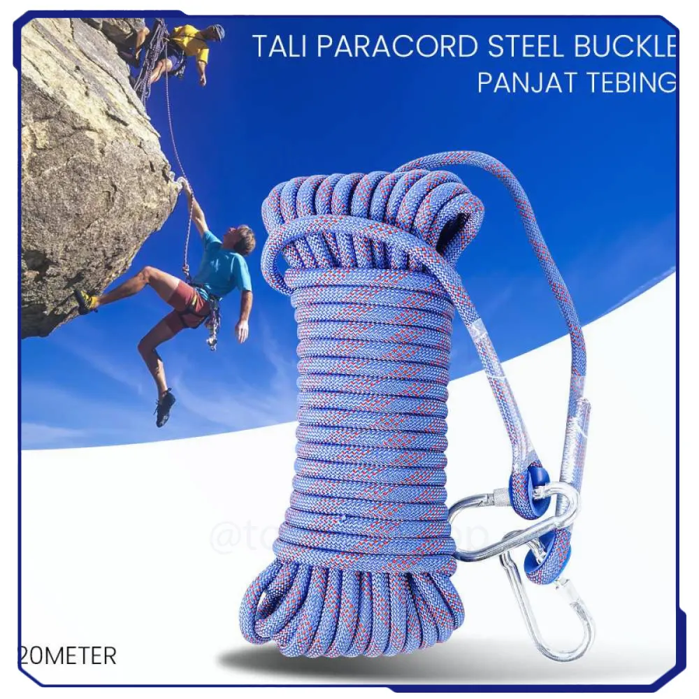 Tali Paracord Panjat Tebing Climbing Rope 10mm 20M Steel Buckle 24KN