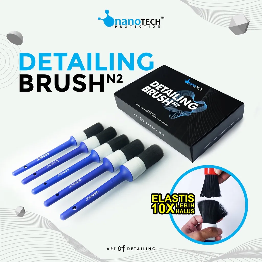 Kuas Detailing - DETAILING BRUSH N2 - nanoTECH PROTECTION - Sikat Detailing - Kuas Pembersih Mesin - Kuas Pembersih Interior - Kuas Pembersih Exterior - Sikat Pembersih Interior Mobil - Sikat Pembersih Exterior Mobil - Sikat Pembersih Mesin Mobil Motor
