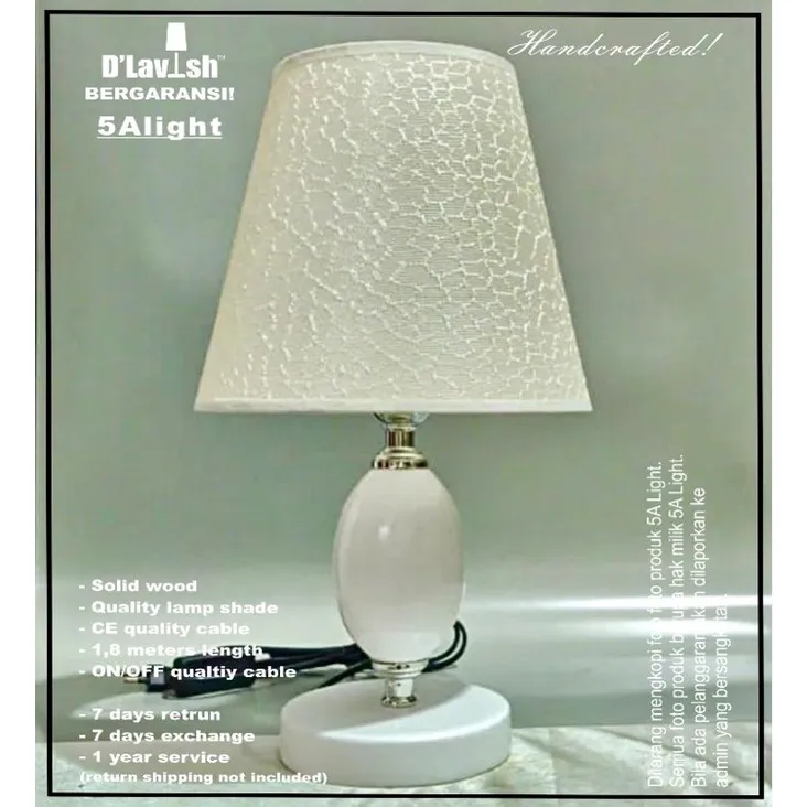 Obsidian WOOD SOLID - Lampu Meja Hias Nakas/Lampu Tidur/Lampu Malam