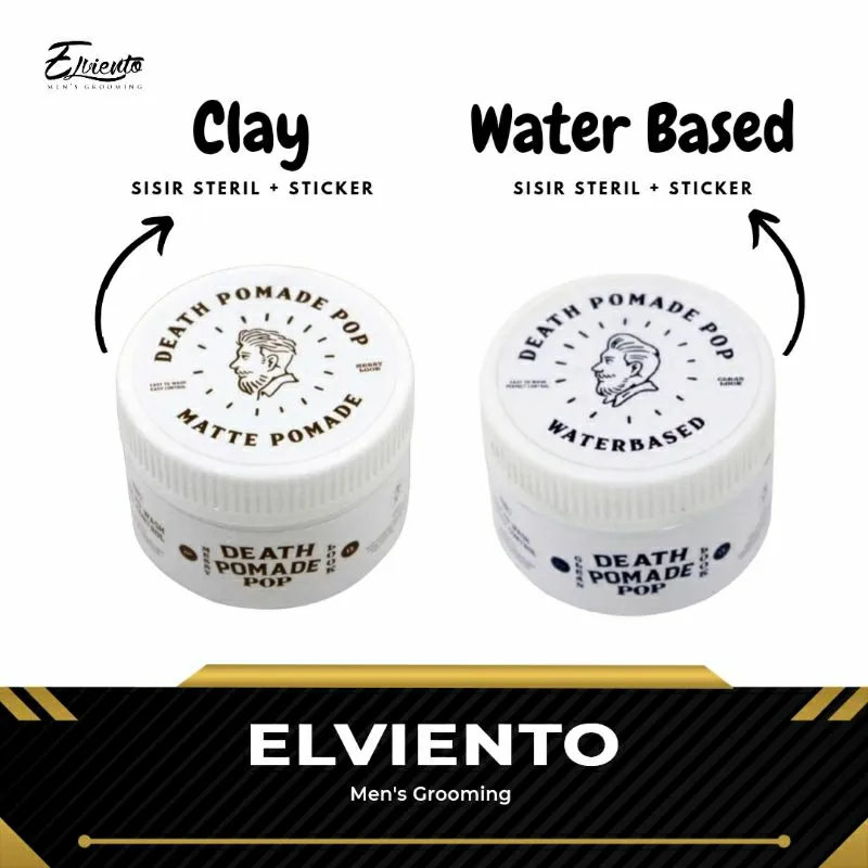 Death Pomade Pop Waterbased & Clay + Bonus Sisir Steril + Sticker