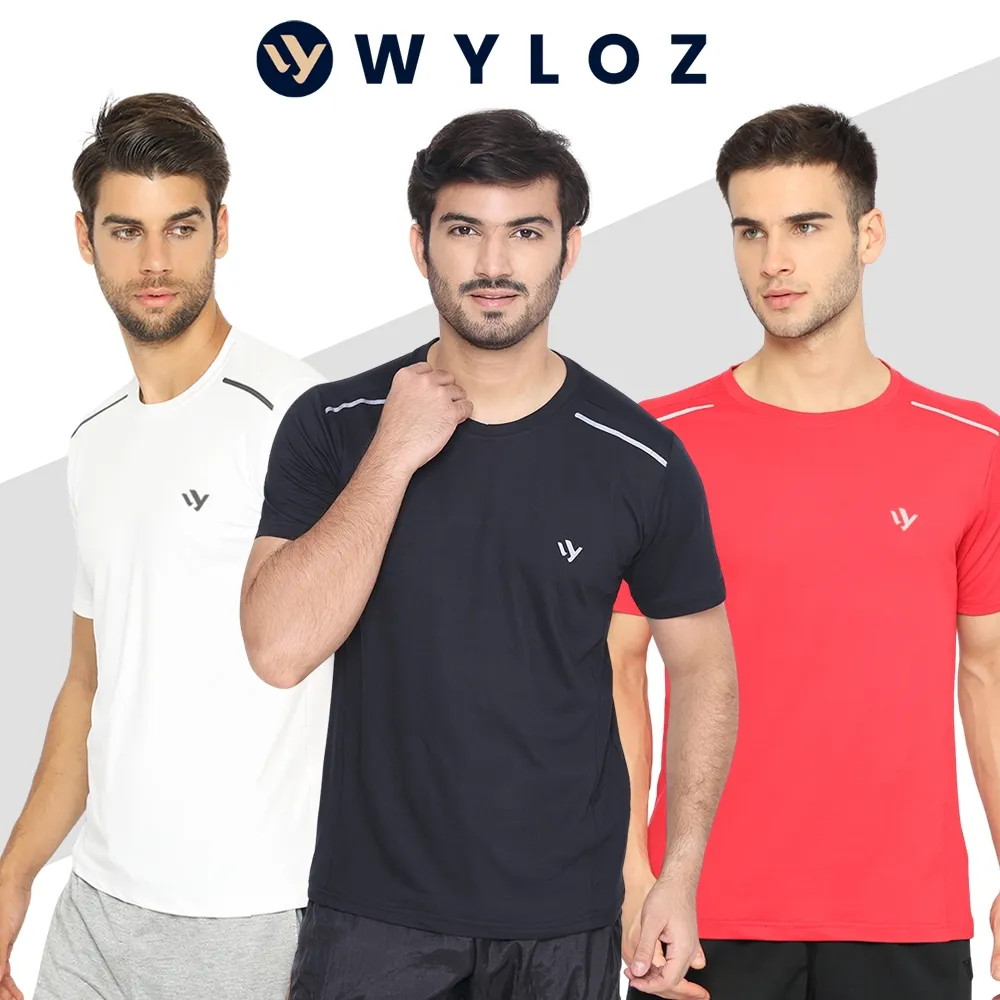 WYLOZ Baju Kaos Olahraga Training Lengan Pendek Pria Gym Fitness Jersey Lari Running Sepeda Bola Futsal Jumbo Big Size Quick Dry Fit T-Shirt Sport Active Cowok Laki Laki Dewasa
