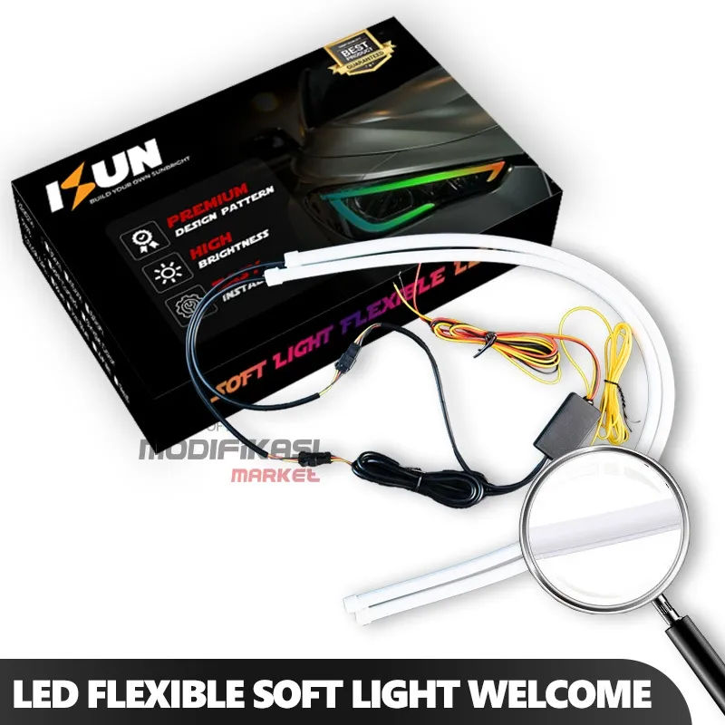 [SEPASANG] DRL Flexible Alis Tanam SOFT LIGHT No Bintik Lampu Alis Running Silicone Tube 30cm atau 60cm dengan Welcome Light dan Sein Running DC12V