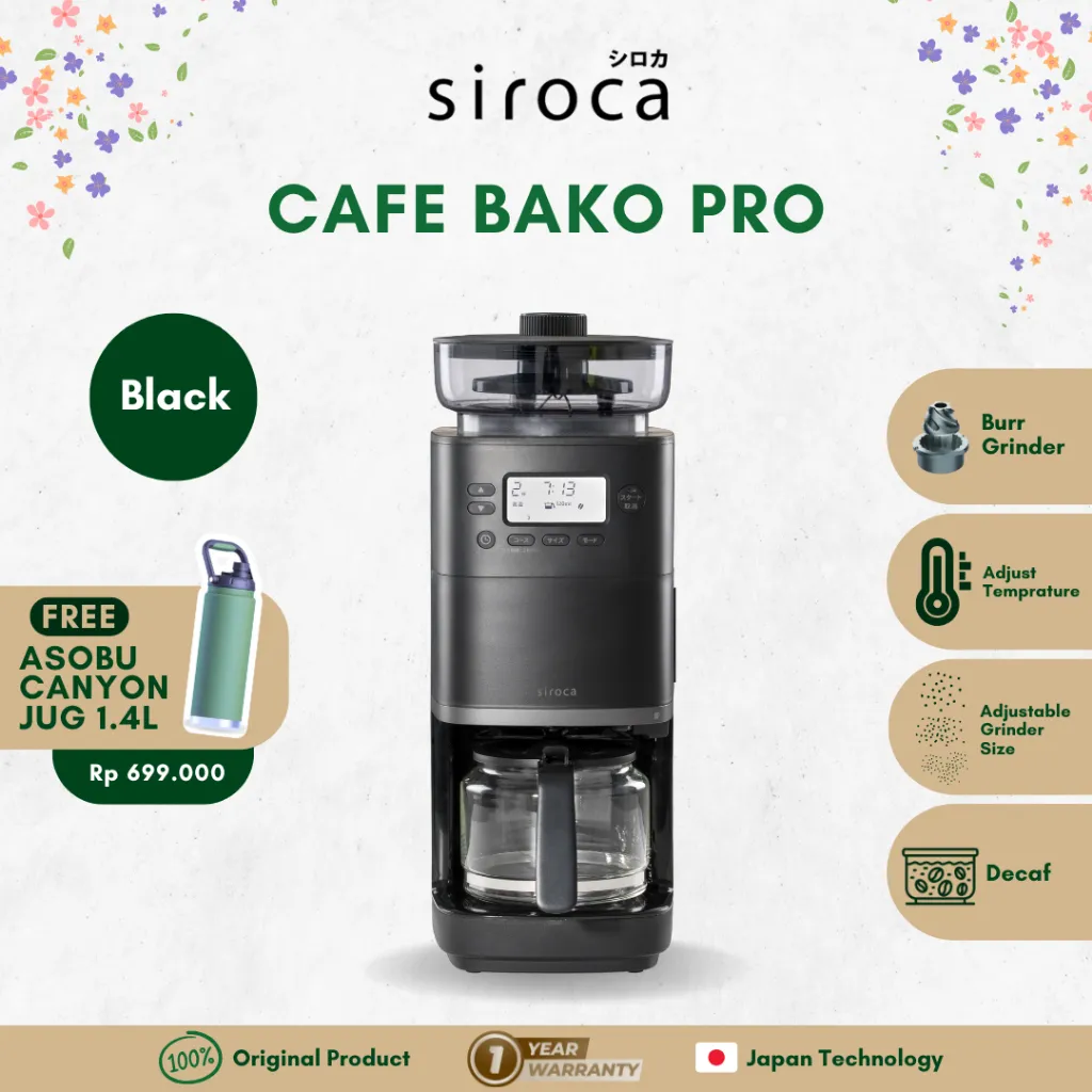 Siroca Cafe Bako Pro Fully Automatic Coffee Maker - Mesin Kopi Otomatis Terbaru (Black)