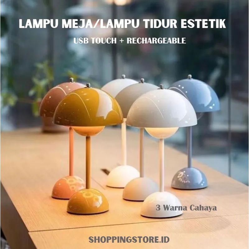 Lampu Meja Kuncup Bunga LED Modern Lampu Meja Jamur Lampu Meja Desain Denmark Desain Kreatif Dekorasi Kilau Lampu Malam Untuk Kamar Tidur